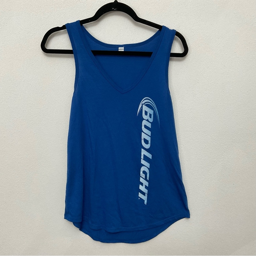 Bud Light Blue Lightweight Logo Tank Top Size Medium Beer Summer Baseball
